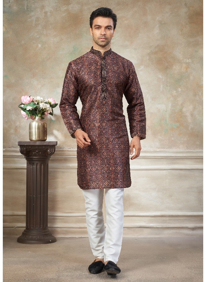 OUTLUK Maroon Premium Silk Kurta for Men - Image 1